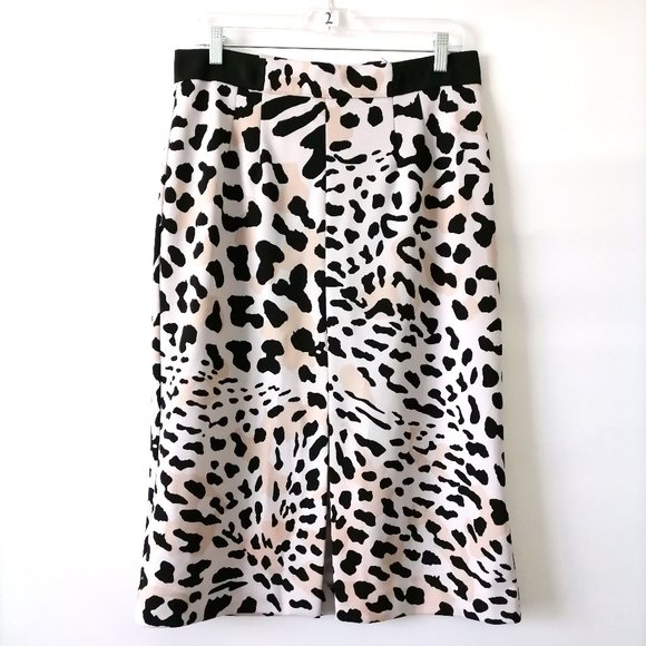 Worthington Womens White Black Cheetah Print Straight & Pencil Skirt Size 12 - Picture 1 of 6